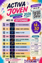 El programa 'Activa Joven 2026' propone 50 actividades de ocio gratuitas para menores de 14 a 30 anos