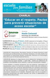 Caravaca aborda cómo prevenir y actuar ante el acoso escolar dentro de la 'Escuela para Familias'