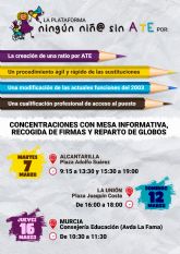 La plataforma 'Ningn nin@ sin ATE' realizar tres concentraciones este mes de marzo