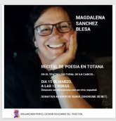 Magdalena Sánchez Blesa ofrecerá un recital solidario de poesía en Totana a beneficio de Nuria, afectada por el síndrome de Rett