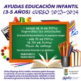 El próximo día 15 se abre el plazo de presentación de las solicitudes de ayuda para Educación Infantil