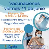 El prximo viernes, 11 de Junio, recibirn la primera dosis de la vacuna contra el COVID los nacidos entre 1972 y 1976 en el Pabelln Diego Calvo Valera