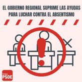 PSOE:El Gobierno Regional abandona a los menores ms vulnerables a su propia suerte eliminando las ayudas para luchar contra el absentismo escolar