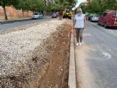 El Ayuntamiento acondiciona la mediana en la calle Pintor Muñoz Barberán de El Palmar
