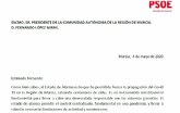 Diego Conesa: 'Lpez Miras debe exigir con determinacin a Casado que apoye la prrroga del estado de alarma por la salud de los murcianos y murcianas'