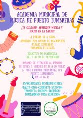 Abierto el plazo de matrícula de la Academia Municipal de Música de Puerto Lumbreras para el curso 2022/2023