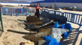 El centro 'Buceo Hispania' recoge cerca de 800 kilos de basura de los fondos marinos de la Baha de Mazarrn