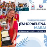El Club N�utico Mar Menor homenajea a Mara tras proclamarse campeona del mundo por equipos y lograr el bronce femenino en Optimist