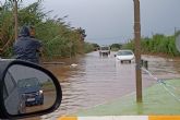 Lluvias de ms de 100 litros por metro cuadrado producen cortes de carretera y rescate de vehculos en el Campo de Cartagena