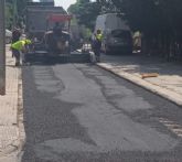 El Ayuntamiento de Murcia impulsa las obras de reposicin de asfaltado en las calles Calvario y Mahn, en Espinardo