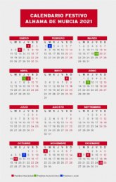 Calendario festivo para 2021 en Alhama de Murcia