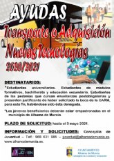 Ayudas de transporte y adquisicin de nuevas tecnologas para estudiantes y universitarios del curso 2020-2021