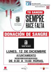 DONACIÓN DE SANGRE. Ayuntamiento de Torre Pacheco - 12 diciembre 2022