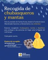 Jess Abandonado activa la recogida de mantas y chubasqueros para personas sin hogar ante las prximas lluvias
