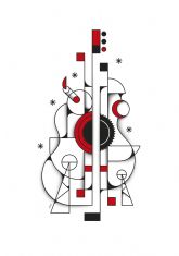 El cartel de la 59 edición online del Festival del Cante de las Minas de La Unión: una guitarra cubista que homenajea a Asensio Sáez