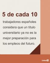 LinkedIn revela que la mitad de los españoles cuestiona el valor del ttulo universitario frente a las habilidades, divididos entre el optimismo e inquietud por la IA