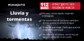 El Centro de Coordinacin de Emergencias 112 Regin de Murcia ha gestionado 115 incidencias por las lluvias y tormentas hasta las 20:00 horas de hoy jueves