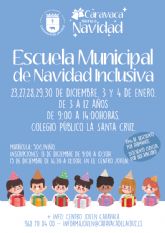 El Ayuntamiento de Caravaca organiza una Escuela Municipal de Navidad para ofrecer alternativas en vacaciones y facilitar la conciliación laboral y familiar