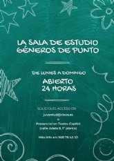La nueva sala de estudios de Gneros de Punto abrir de lunes a domingo las 24 horas