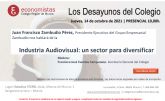 Los economistas analizan la industria audiovisual en la Regin de Murcia y los restos de diversificacin en un Desayuno de trabajo del Colegio abierto al pblico