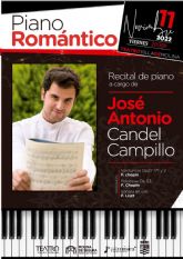 José Antonio Candel Campillo ofrece el recital EL PIANO ROMÁNTICO en el Teatro Villa de Molina el viernes 11 de noviembre