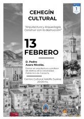 El profesor de Esttica de la Escuela de Arquitectura de Barcelona, Pedro Azara, impartir la tercera conferencia del 'Cehegn Cultural'