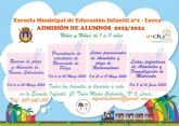 El Ayuntamiento de Lorca convoca el procedimiento de admisión de alumnos en la Escuela Municipal de Educación Infantil N° 1 para el Curso Escolar 2023/2024