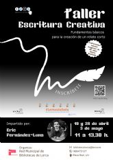 La Red Municipal de Bibliotecas programa el 'Taller de Escritura Creativa. Fundamentos bsicos para la creacin de un relato corto' el 19 y 26 de abril, y el 3 de mayo