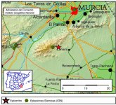 Movimiento s�smico de magnitud 2,8 en las proximidades de Corvera, t�rmino municipal de Murcia