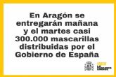 La Delegacin del Gobierno en Aragn entregar mañana y el martes casi 300.000 mascarillas en transporte pblico y estaciones