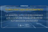 El MITECO lanza la web 'Euros por cada 100 kilómetros' con información comparativa sobre el coste de los combustibles en automoción