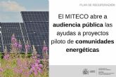 El MITECO abre a audiencia pblica las ayudas a proyectos piloto de comunidades energticas