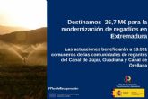 Agricultura, Pesca y Alimentación destina 26,7 millones de euros para la modernización de regadíos en Extremadura
