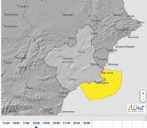 La Agencia Estatal de Meteorología emite para esta tarde un boletín de aviso amarillo por fenómenos costeros en la Región de Murcia