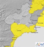 Aviso de fenómenos meteorológicos adversos de nivel amarillo por lluvias y tormentas, hoy en la Región de Murcia