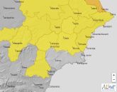 Meteorologa mantiene sus avisos de nivel amarillo por lluvia y tormentas para esta tarde y noche, en el Noroeste, Altiplano y Vega del Segura