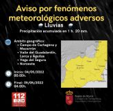 Avisos amarillos de fen�menos meteorol�gicos adversos por lluvias y fen�menos costeros para la Regi�n de Murcia