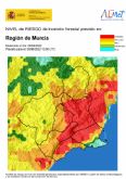 El nivel de riesgo de incendio forestal previsto para hoy jueves, 9 de junio, es extremo en Vega Alta-Ricote-Murcia y muy alto  alto en el resto de la Regin