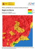 El nivel de riesgo de incendio forestal previsto para hoy domingo es EXTREMO en la mayor parte de la Regin de Murcia