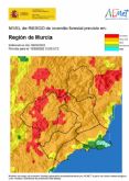 El nivel de riesgo de incendio forestal previsto para hoy sbado es muy alto en casi toda la Regin de Murcia