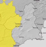 Aviso de nivel amarillo por tormentas para hoy domingo en la Región de Murcia