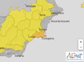 La Agencia Estatal de Meteorología amplía los fenómenos meteorológicos a nivel amarillo en Altiplano, Vega del Segura, Valle del Guadalentín, Lorca y Águilas