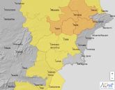 Meteorologa mantiene aviso naranja por tormentas para hoy sbado en el Altiplano y amarillo en el Noroeste, Guadalentn y la Vega del Segura