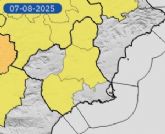 La Agencia Estatal de Meteorologa informa de fenmenos adversos de nivel amarillo por Temperatura mxima de 38o C en la Regin de Murcia