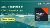 ZTE forma parte por tercera vez consecutiva de la prestigiosa Lista A de Carbon Disclosure Project gracias a su liderazgo mundial en acci�n clim�tica