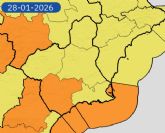 Aviso naranja por viento en Alhama de Murcia el 28 de enero