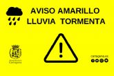 Aviso amarillo por lluvia y tormenta este domingo y lunes en Cartagena