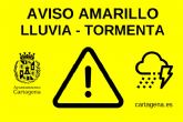 Aviso amarillo por lluvia y tormenta este mi�rcoles en Cartagena