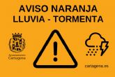 Aviso naranja por lluvia y tormenta este jueves en Cartagena