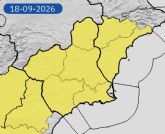 Aviso amarillo por lluvias este viernes en Alhama de Murcia